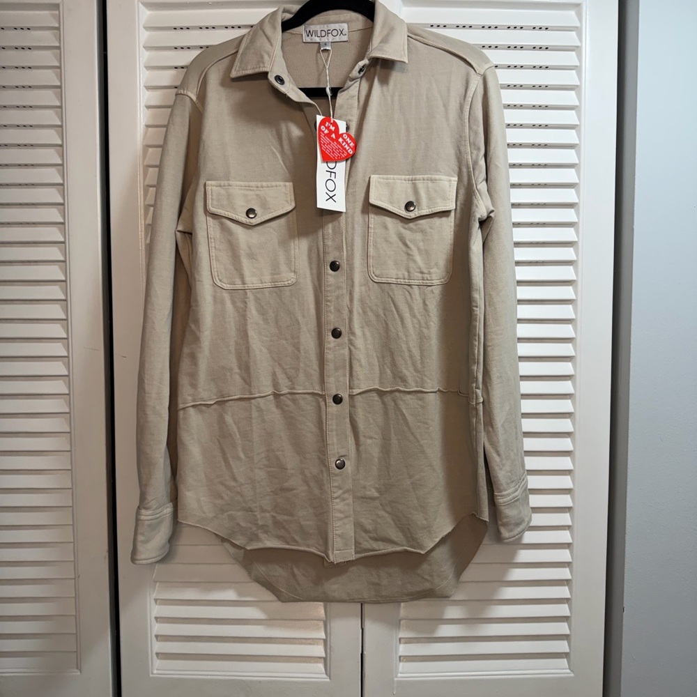 Wildfox Joan Shirt Jacket Pigment Rainy Day Color  NWT